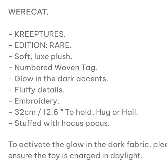 Kreeptures Werecat plush toy by Killstar - Picture 7 of 7